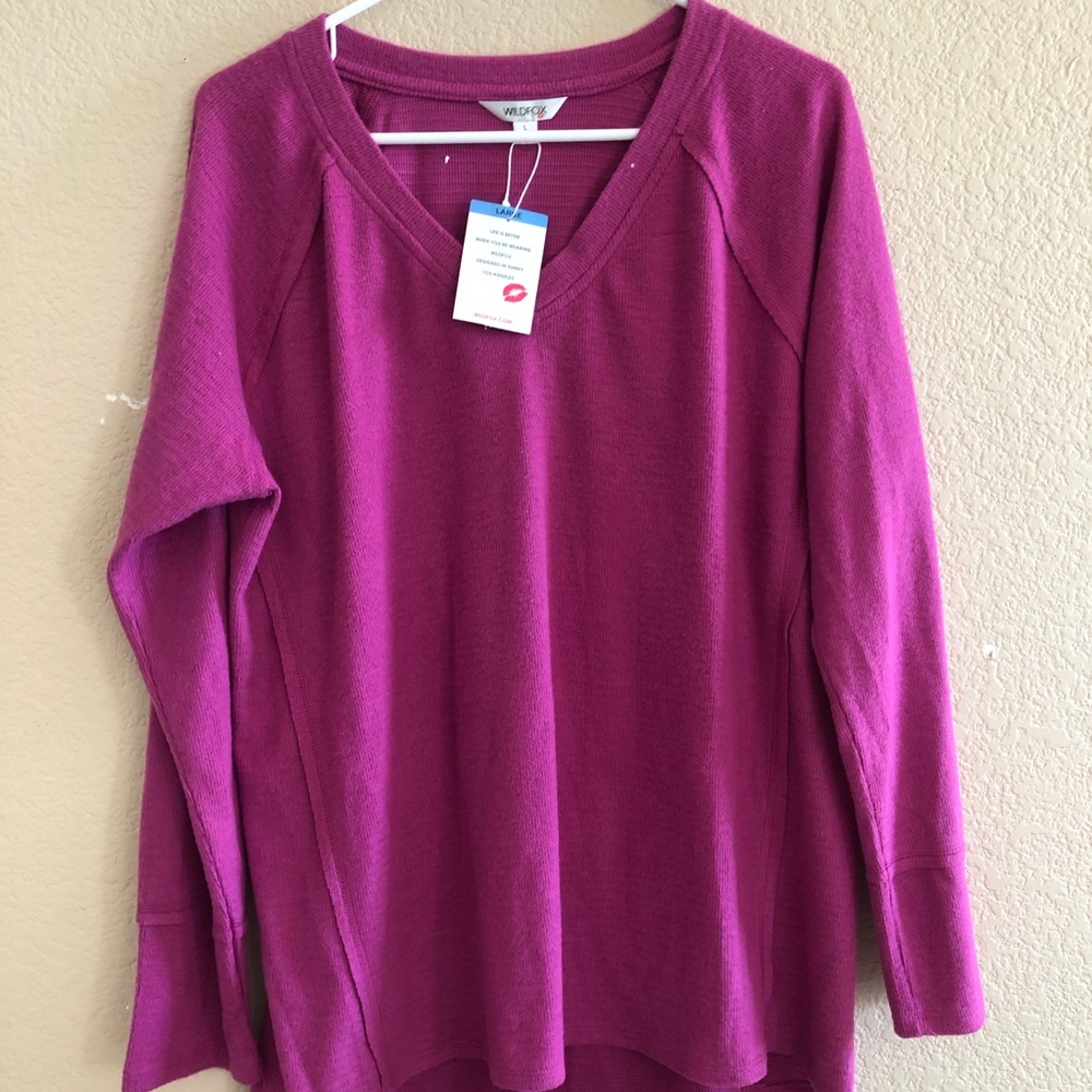 Wildfox Haley brushed long sleeve blouse top Sz large new